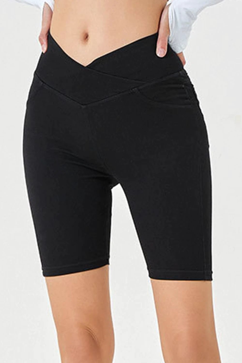 Basic Bae Asymmetrical Waist Denim Shorts with Pockets by Lady Ros