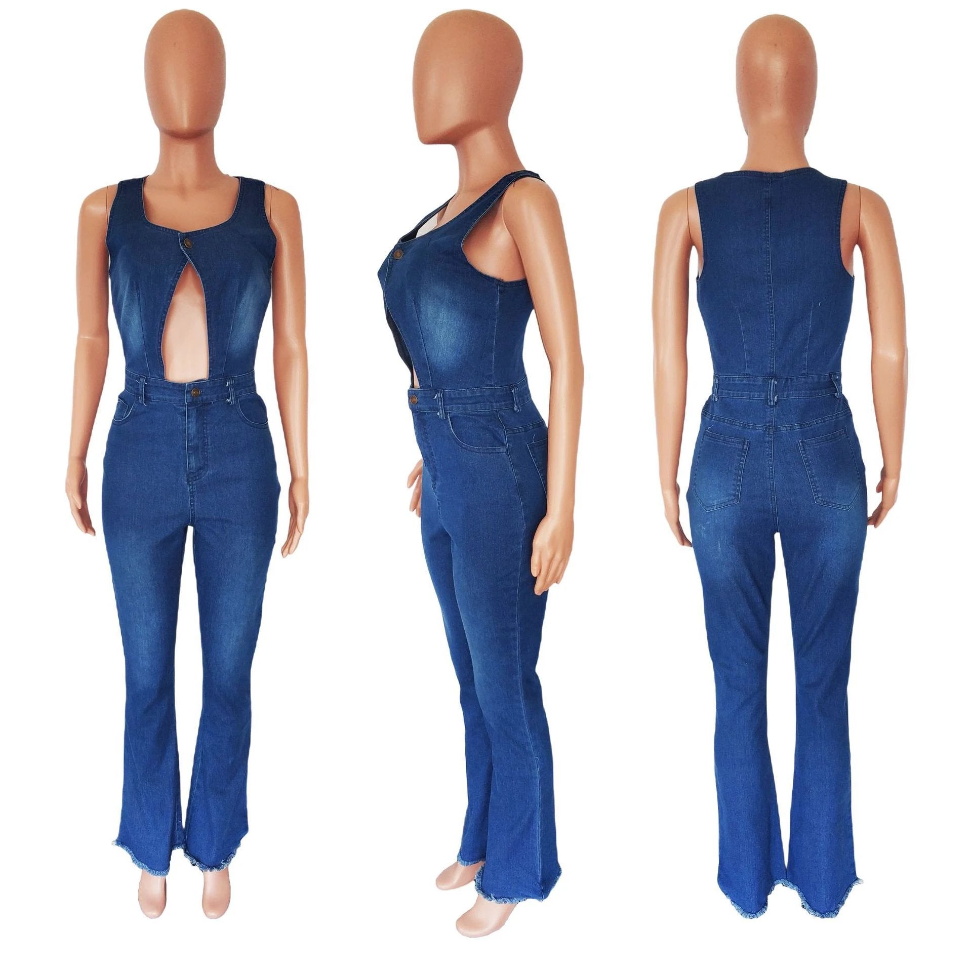 Ins Internet Celebrity Slim Fit Slimming Jumpsuit by GJG Denim