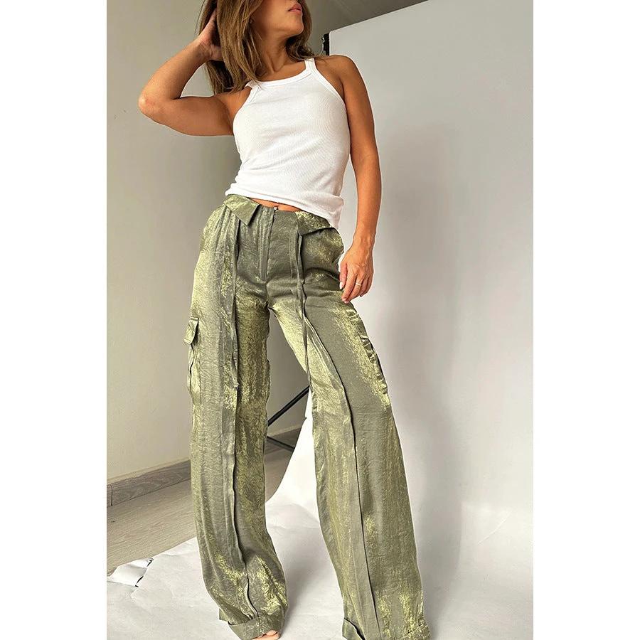 Ins Style Loose Straight Pants With Multi-pocket Design New Fashion Casual Vacation Trousers Womens Clothing by GJG Denim