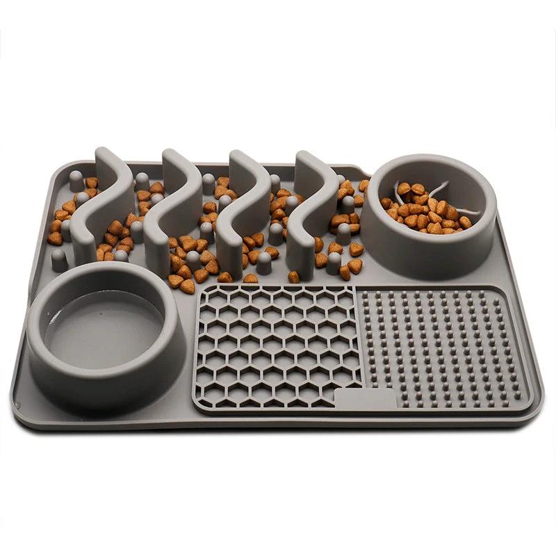 Dog Silicone Licking Pad Pet Licking Mat Silicone Smelling Mat Multifunctional Food Bowl Pets Supplies by GJG Denim