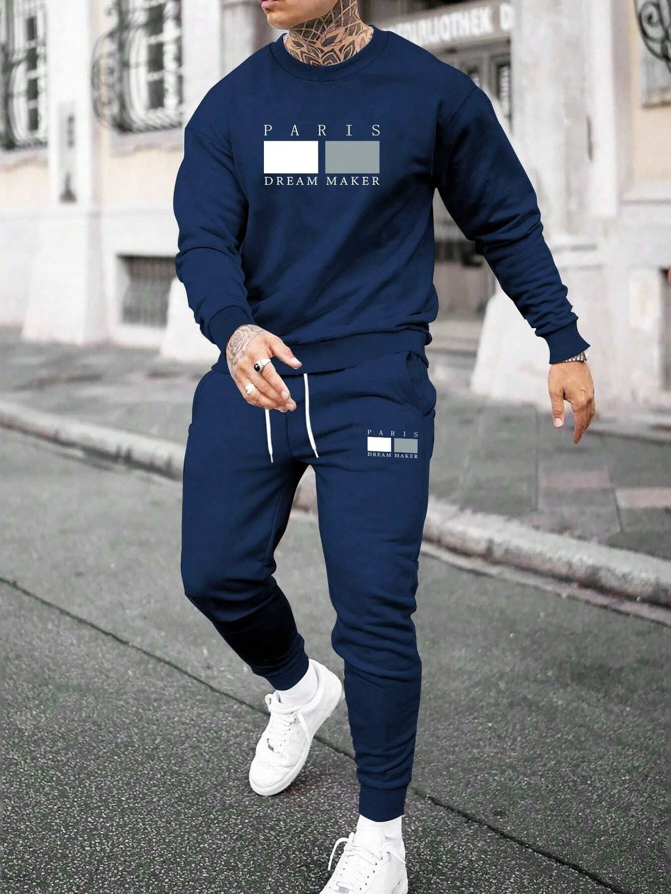 Round Neck Sweater Suit For Men by GJG Denim