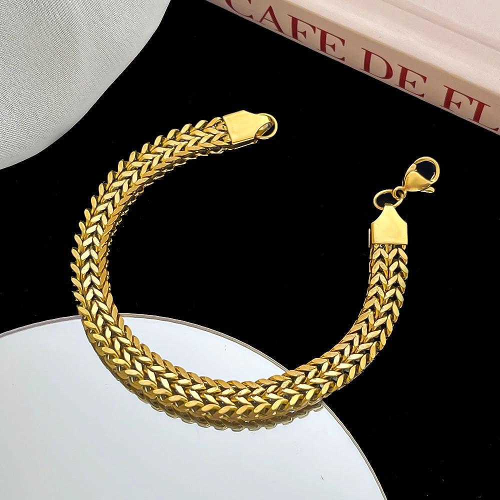 Men's Gold Thick High-grade Titanium Steel Bracelet by GJG Denim
