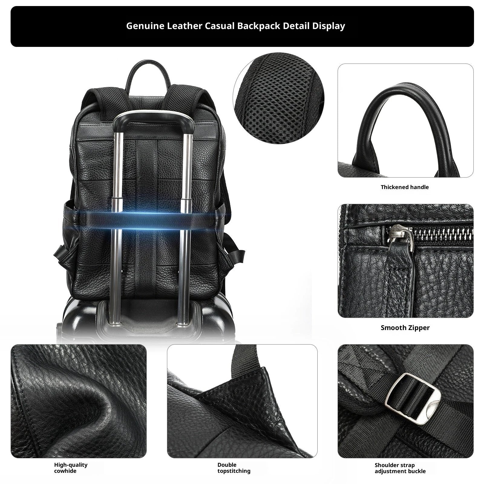 Men's Top Layer Cowhide Backpack by GJG Denim