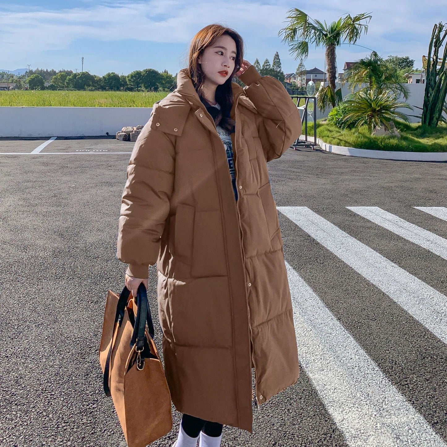 Loose Mid-length Puffer Down Jacket For Women by GJG Denim