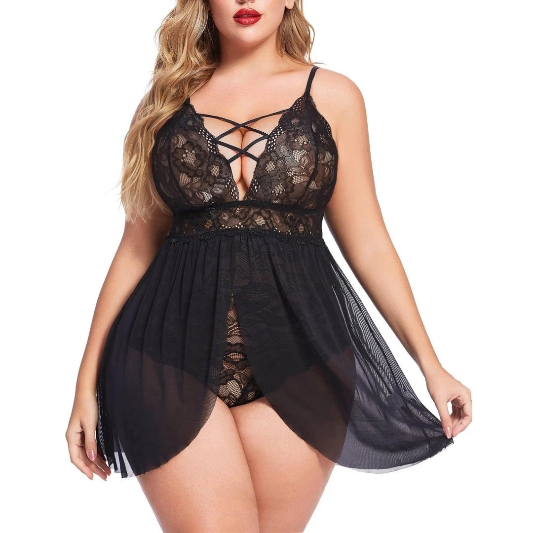 Plus Size Babydoll Womens Snap Crotch Lingerie V NeckLace Nighty Sleepwear Womenswear Comfort BasicMinimalist Spaghetti Strap Lingerie For Women Nightgown by GJG Denim