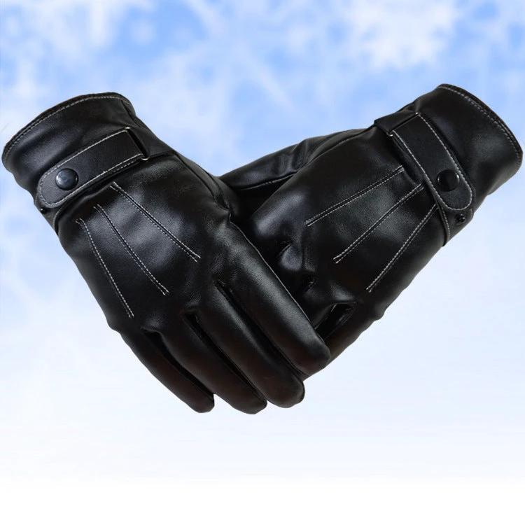 PU Leather Touch Screen Gloves For Men by GJG Denim