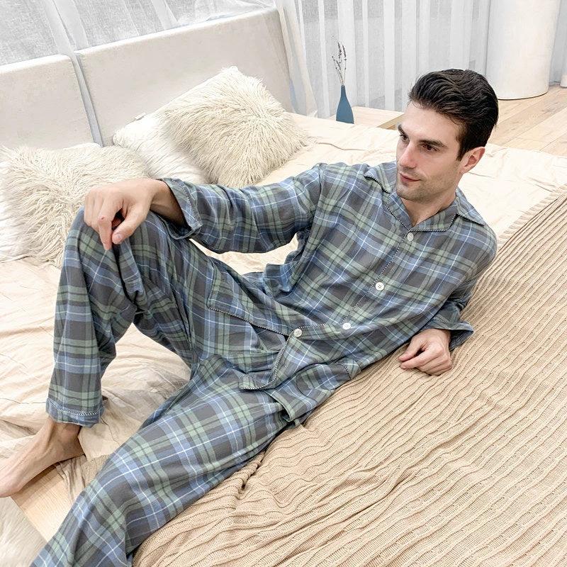 Men's Warm Cloth Flannel Pajama Set by GJG Denim
