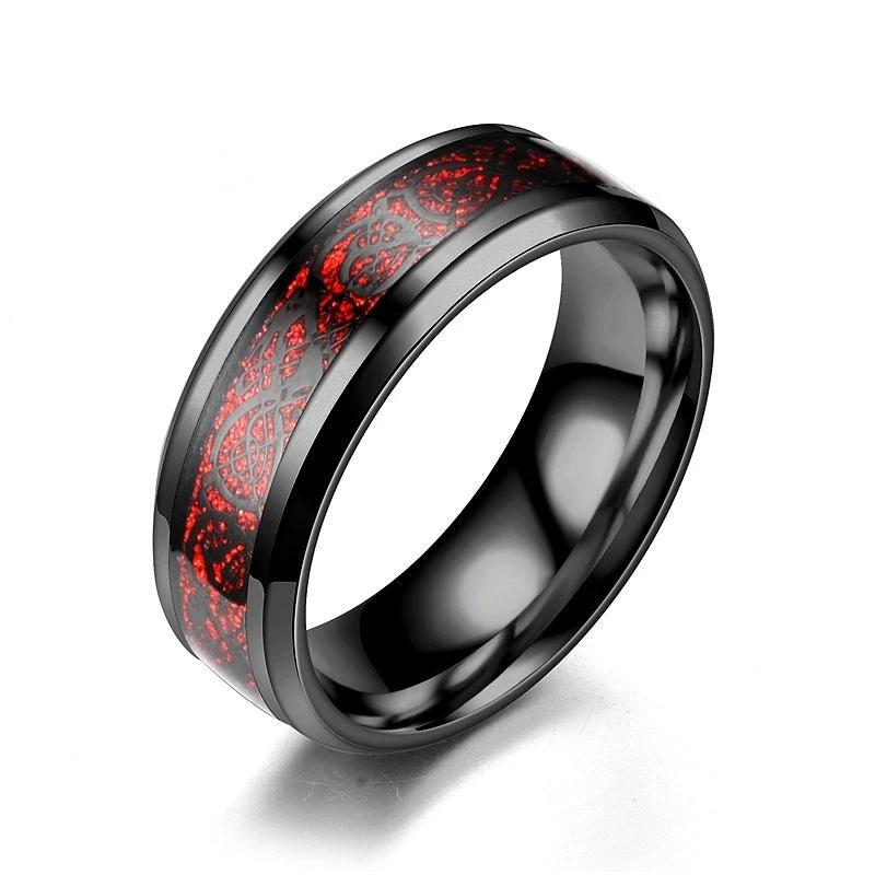 Men's Dragon Pattern Stainless Steel Rings by GJG Denim