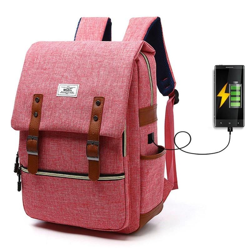 Vintage Men's Canvas Backpack w/ USB Charging Port by GJG Denim