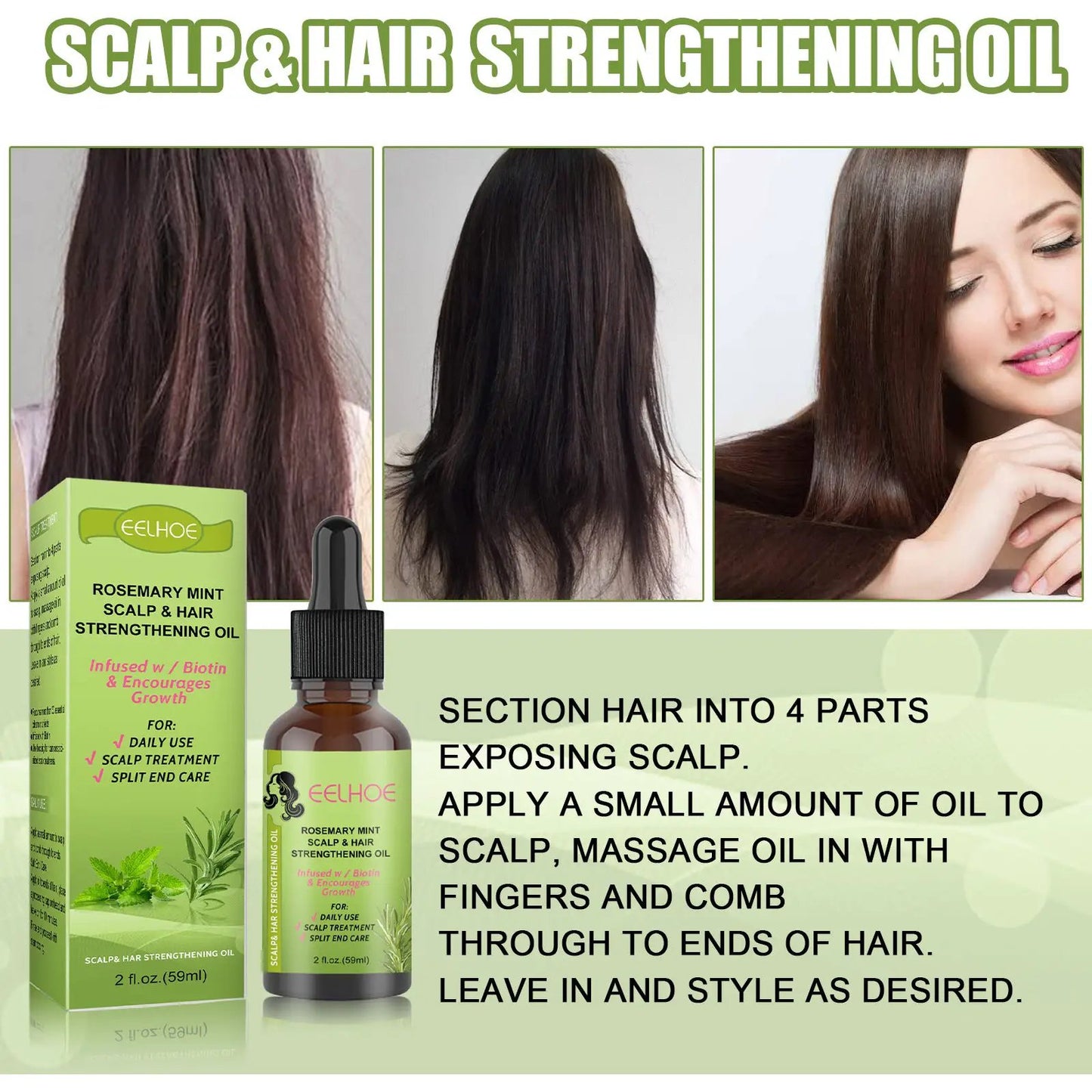 Rosemary Mint Hair Growth Fluid Scalp Massage by GJG Denim