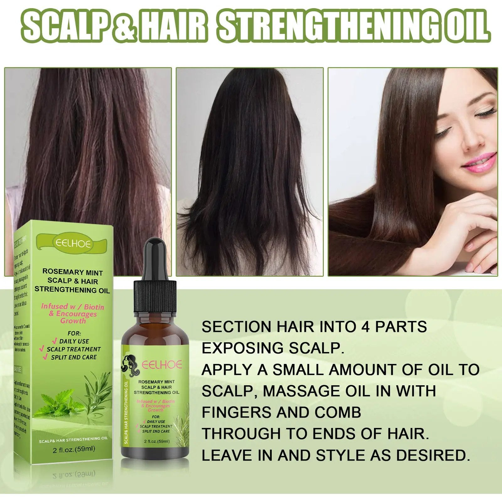 Rosemary Mint Hair Growth Fluid Scalp Massage by GJG Denim