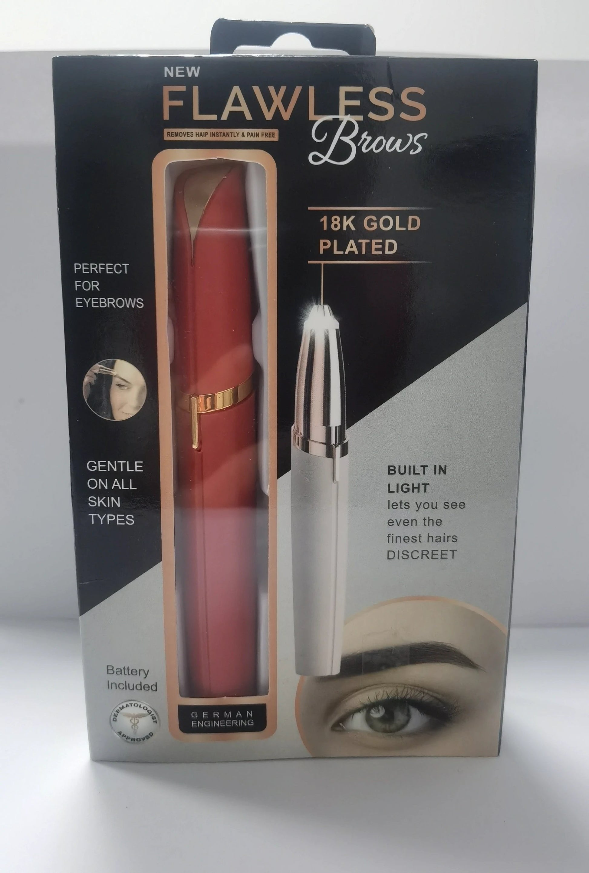Mini Electric Eyebrow Trimmer Lipstick Brows Pen Hair Remover Painless Razor Epilator with LED Light by GJG Denim