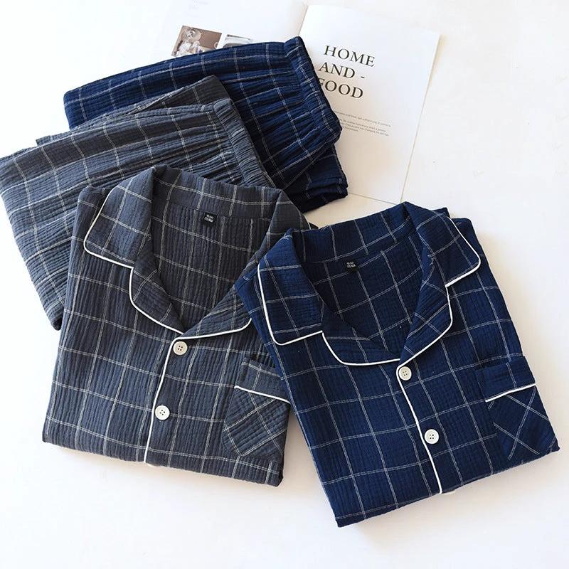 Plaid Long-Sleeved Pajamas by GJG Denim