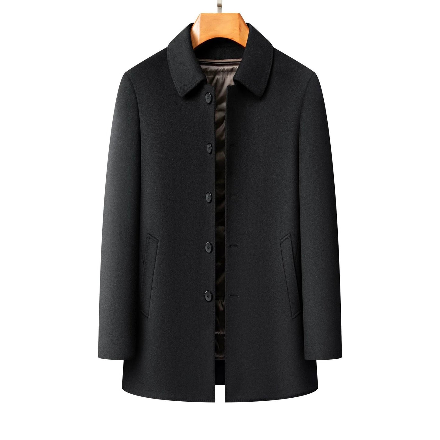 Men's Lapel Double-sided Woolen Coat by GJG Denim
