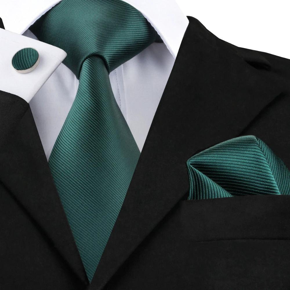 Solid Color Ribbed Collar Tie Set for Men by GJG Denim