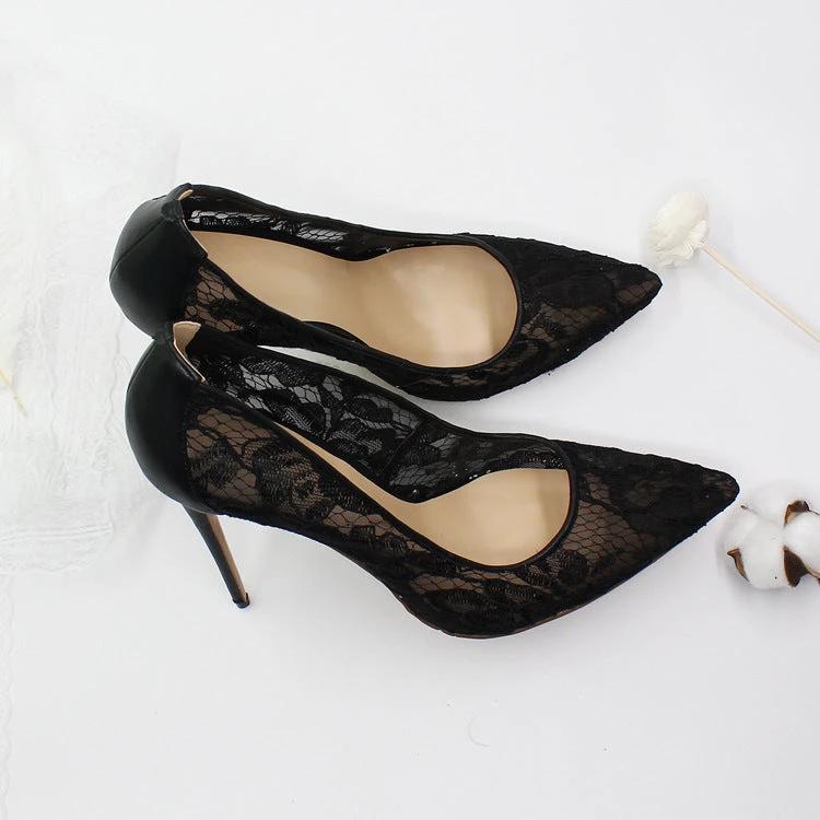 Lace hollow high heels by GJG Denim