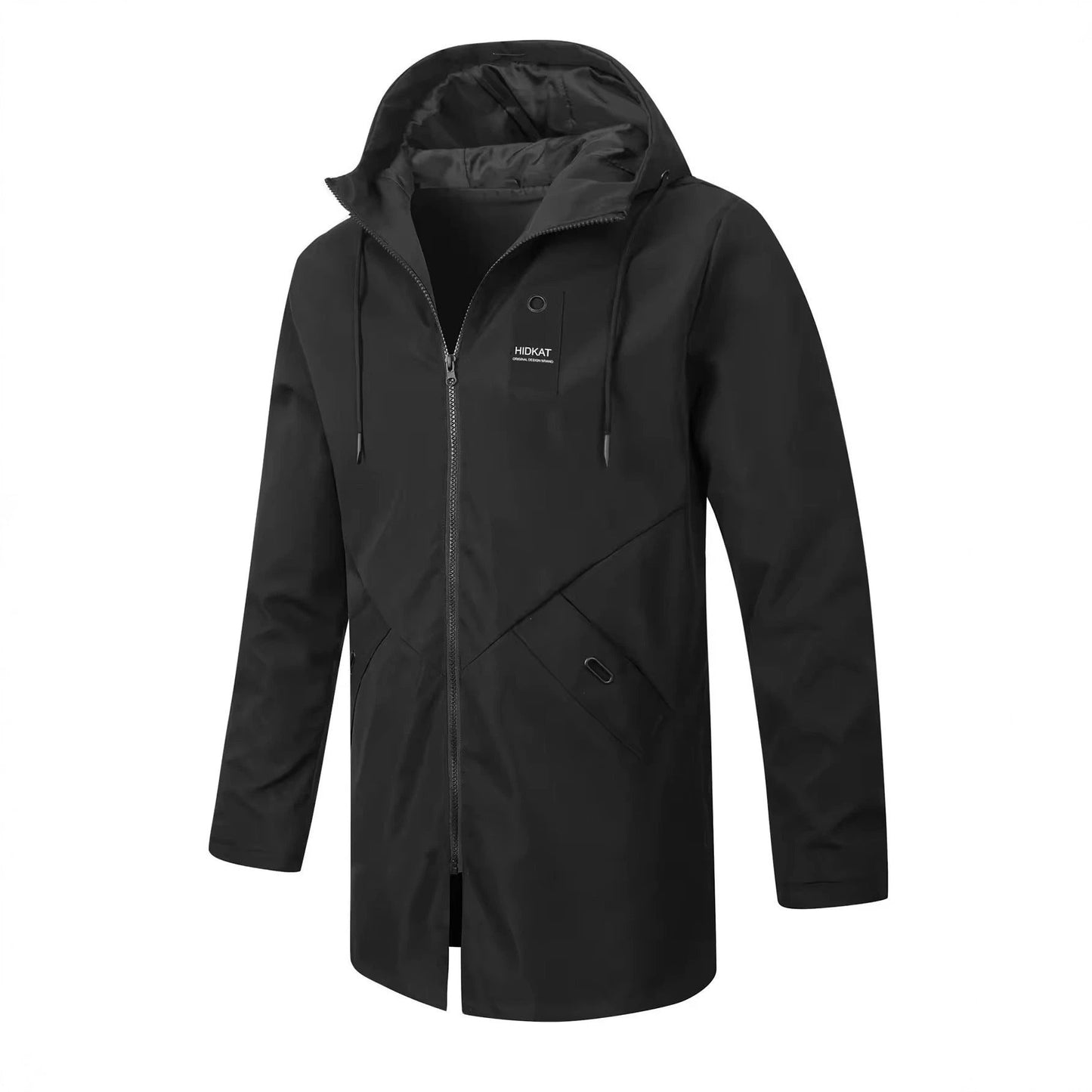 Mid-length Men's Hooded Casual Windproof Jacket by GJG Denim