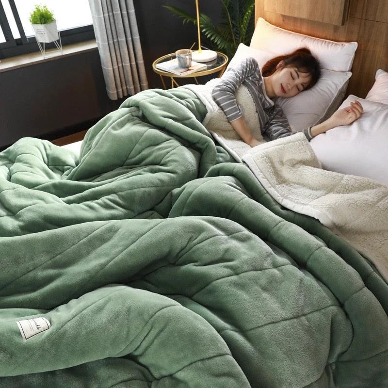 Fleece Throw Thick Warm Winter Blanket by GJG Denim