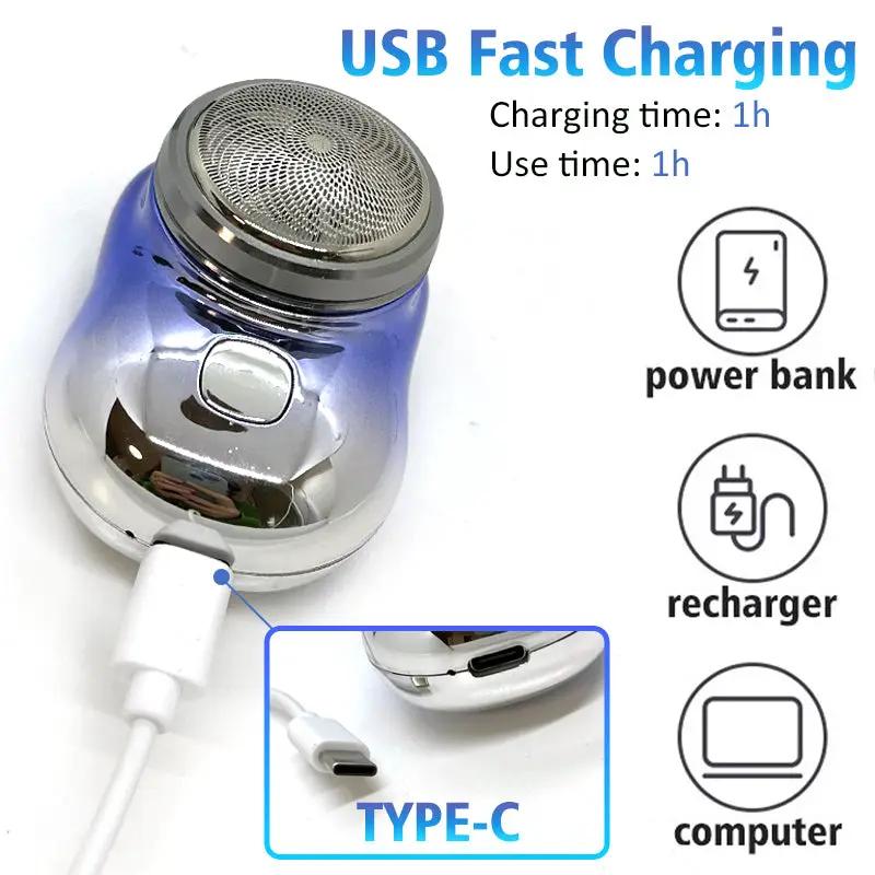 Mini Portable Face Cordless Shavers Rechargeable USB Electric Shaver Wet & Dry Painless Small Size Machine Shaving For Men by GJG Denim