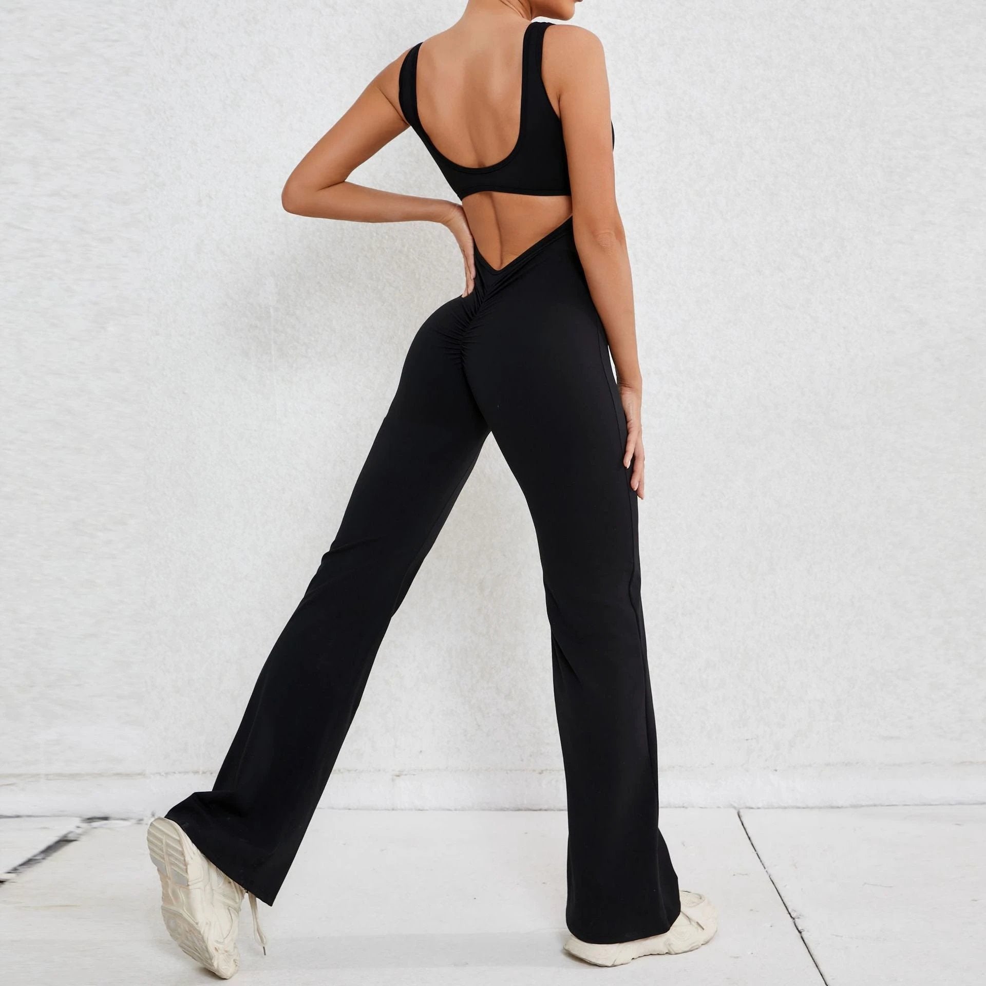 Hollow-out Beauty Back Sports Workout Clothes Jumpsuit by GJG Denim