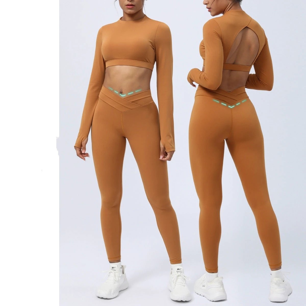 Nude Feel Workout Clothes Suit Cross Strap Showing by GJG Denim