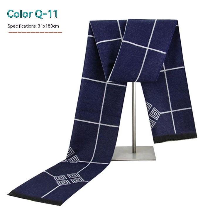 Men's Striped Winter Warm Artificial Cashmere Scarf For Men by GJG Denim