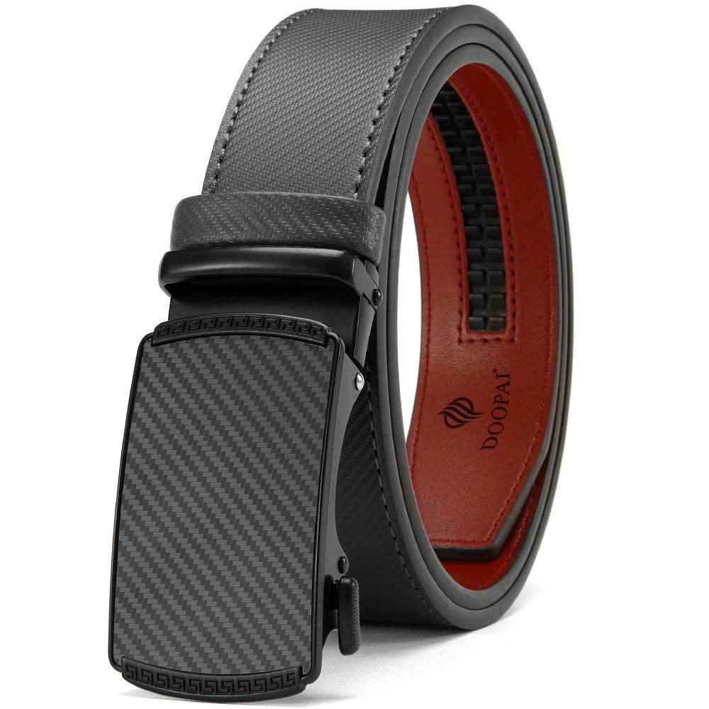 Men's Leather Belt w/ Alloy Automatic Buckle by GJG Denim