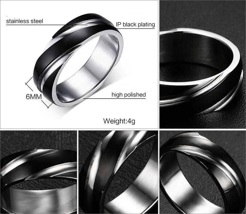 Men's Black Titanium Steel Twill Ring by GJG Denim