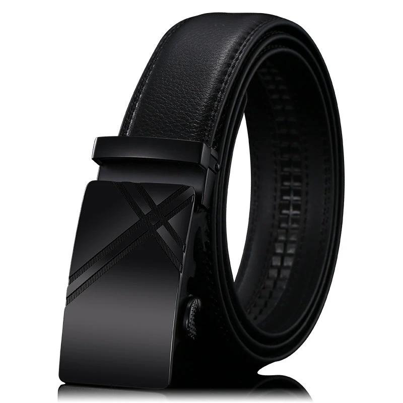 Men's Genuine Leather Belt With Automatic Buckle by GJG Denim