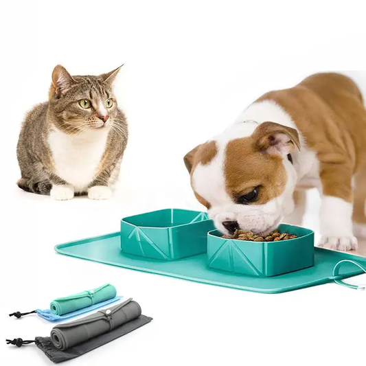 Folding Silicone Pet Bowl by GJG Denim