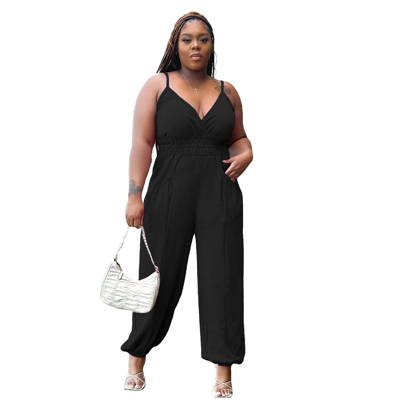 Women's Slip Plus Size Woman Cotton And Linen Jumpsuit by GJG Denim