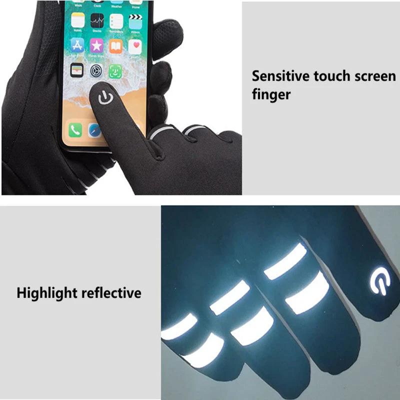 Reflective Velvet Warm Gloves For Men by GJG Denim