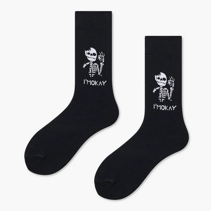 Men's Creative And Minimalist Printed Casual Breathable Mid Length Socks by GJG Denim
