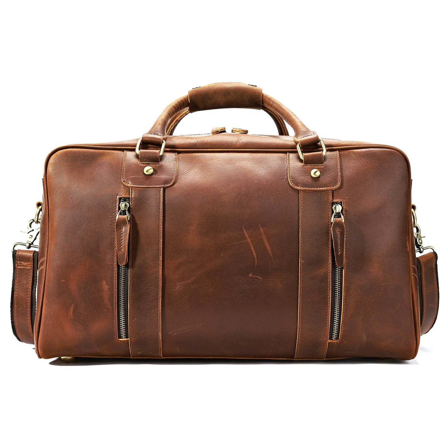 Men's Retro Short-distance Travel Bag Genuine Leather by GJG Denim