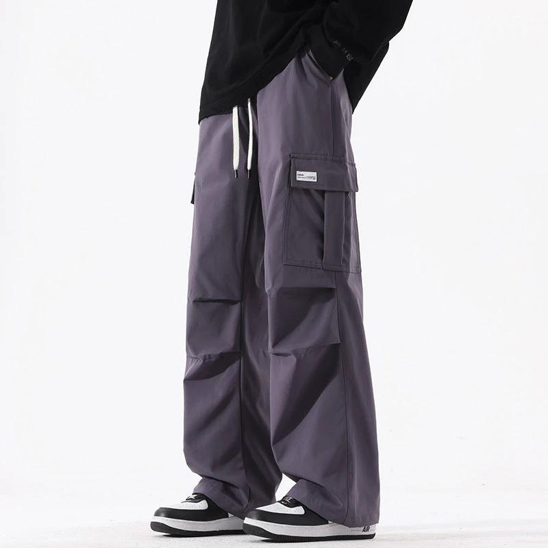Retro High Street Fashionable Pleated Straight Cargo Pants by GJG Denim