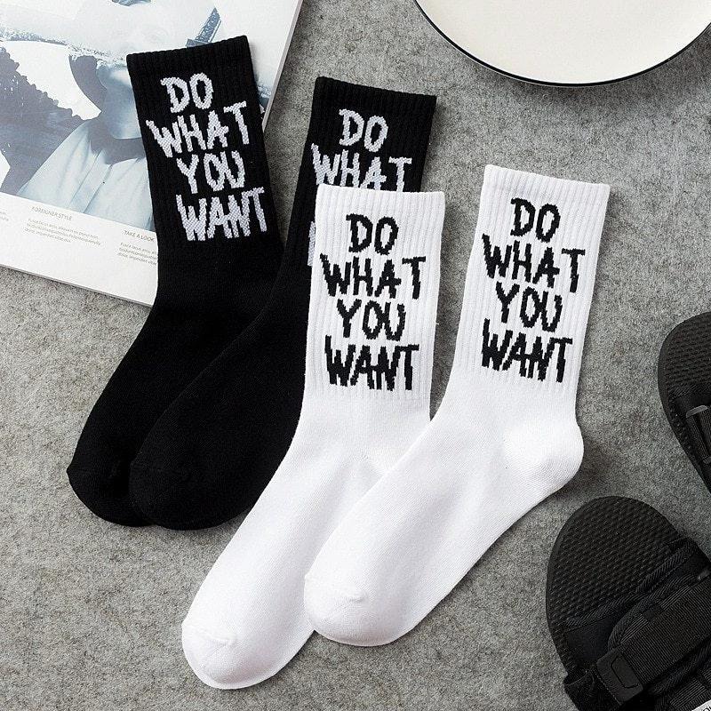 Retro Skateboard "Do What You Want" Tube Socks For Men by GJG Denim