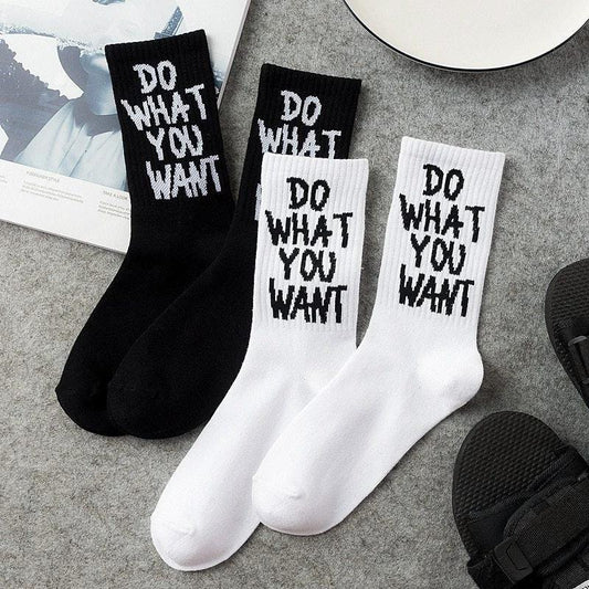 Retro Skateboard "Do What You Want" Tube Socks For Men by GJG Denim