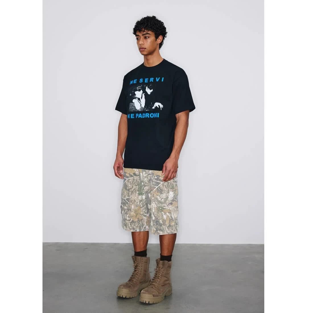 Retro Distressed Branch Camouflage Workwear Shorts by GJG Denim