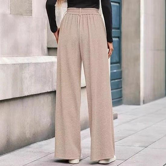 Solid Color Straight-leg Wide-leg Pants Women by GJG Denim