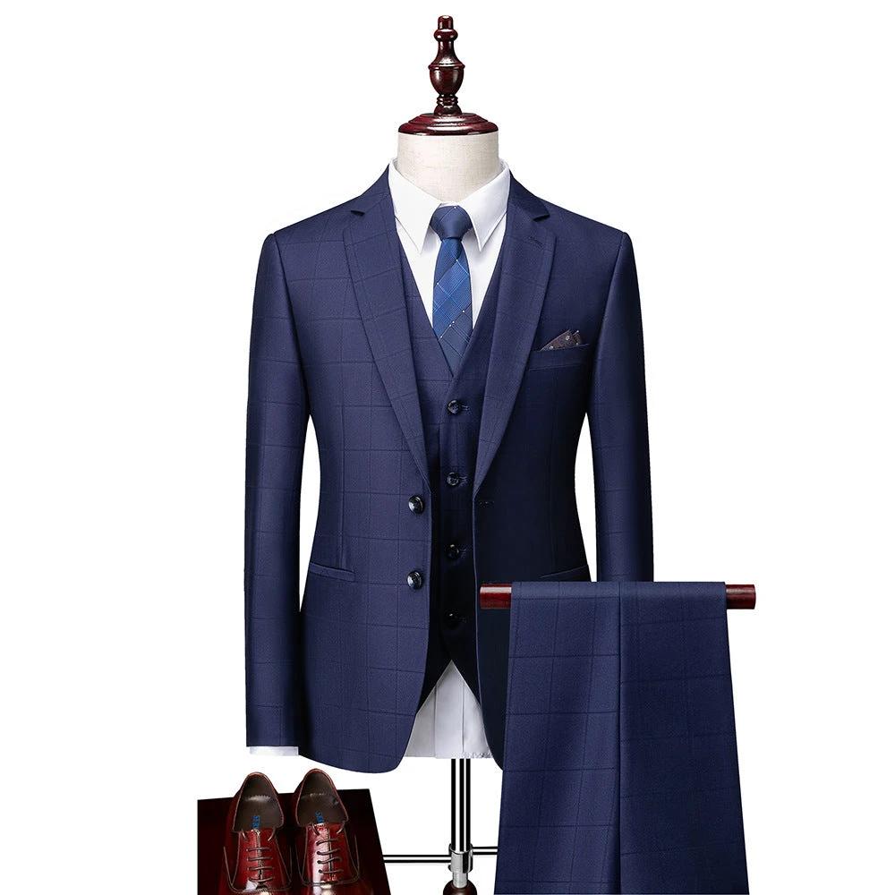 Men's Business Casual Slim Fit Three-piece Suit by GJG Denim