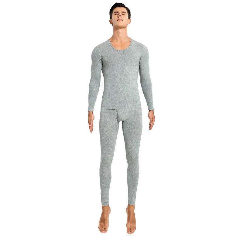 Men's Thermal Underwear Knitted Cotton Stretchy Close-fitting Set by GJG Denim