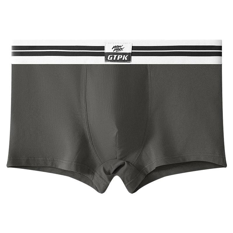 Men's Pure Color Cotton Mid-waist Underwear by GJG Denim