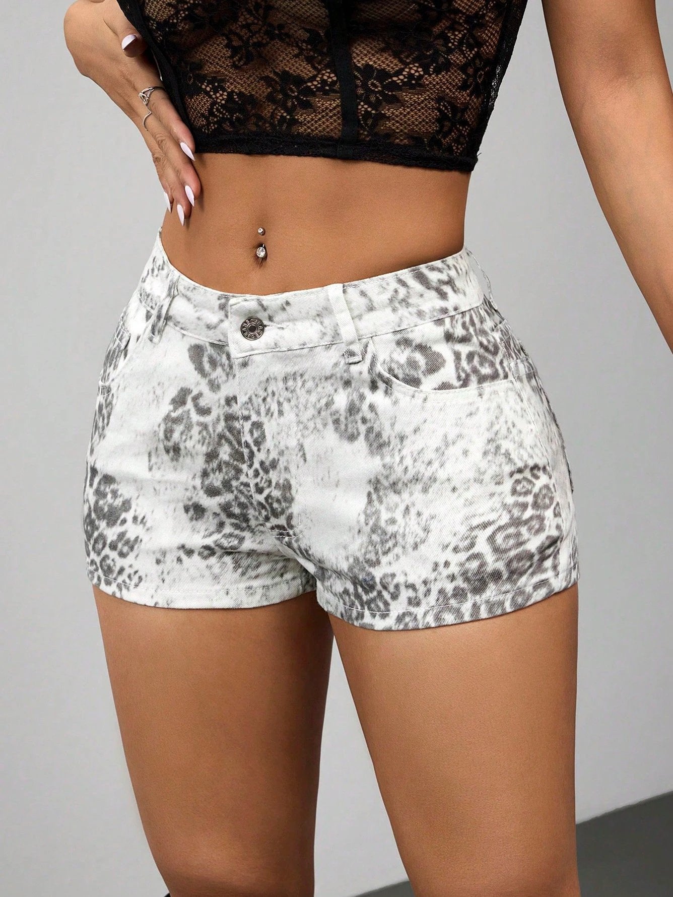 Womens Casual Sexy Stretchy Printed Denim Shorts by GJG Denim