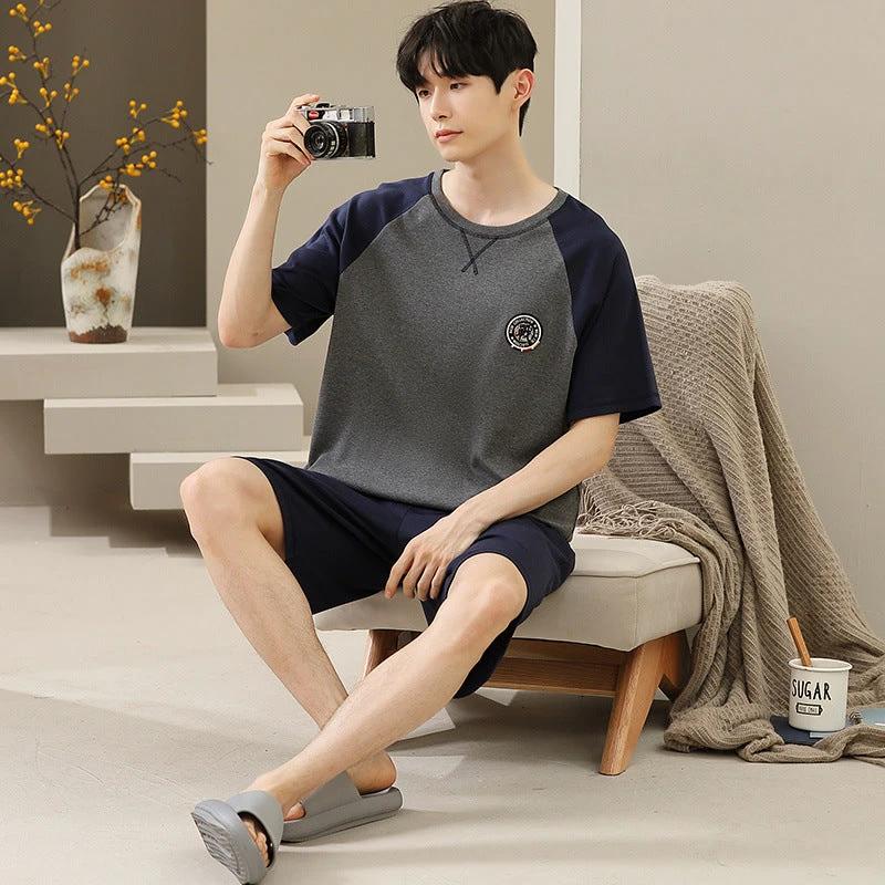 Men's Soft Short Sleeve Shorts Pajama Set by GJG Denim