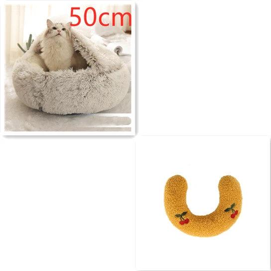 2 In 1 Dog And Cat Bed Pet Winter Bed Round Plush Warm Bed House Soft Long Plush Pets Bed Pet Products by GJG Denim