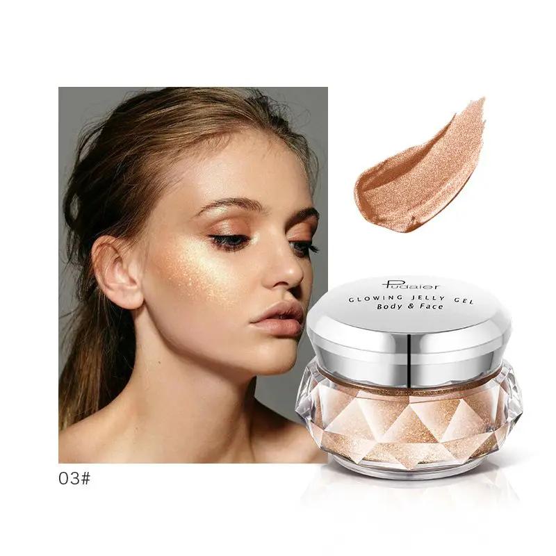 Face Highlighter Jelly Gel Mermaid Eyeshadow Glow Body Glitter Festival Makeup Iluminador Gold Liquid Highlighter Bronzer by GJG Denim