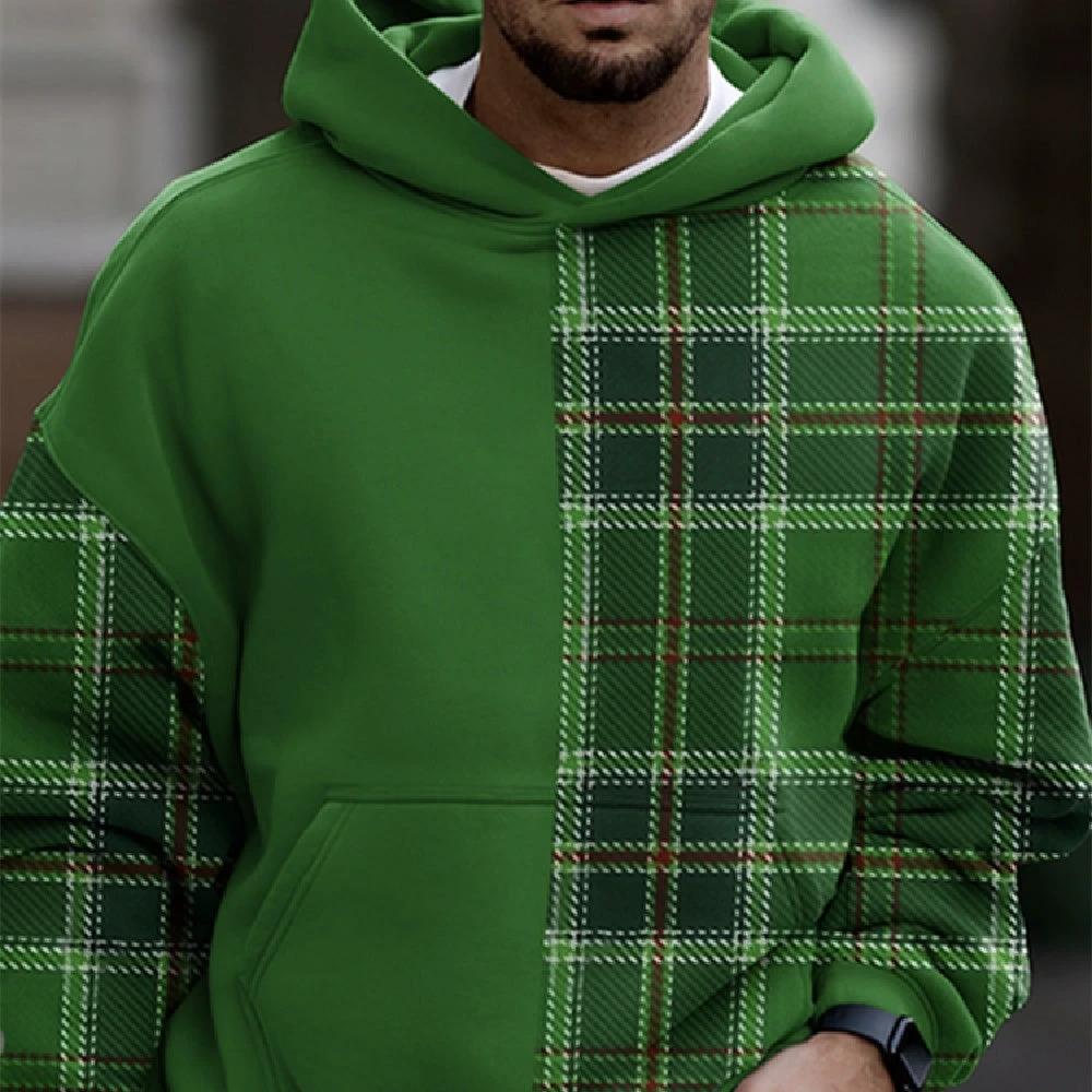 Men's Casual Fashion Trendy Plaid Print Sweatshirt by GJG Denim