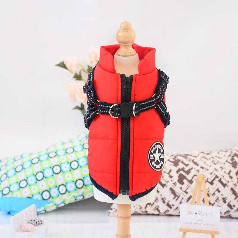Waterproof Dog Clothes Winter Dog Coat With Harness Warm Pet Clothing Big Dog Jacket Chihuahua Labrador Coat Costume by GJG Denim