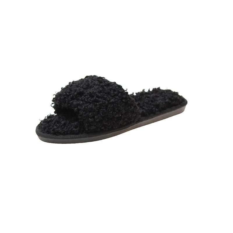 Sheep curl women slippers suitable for non-slip cotton slippers by GJG Denim