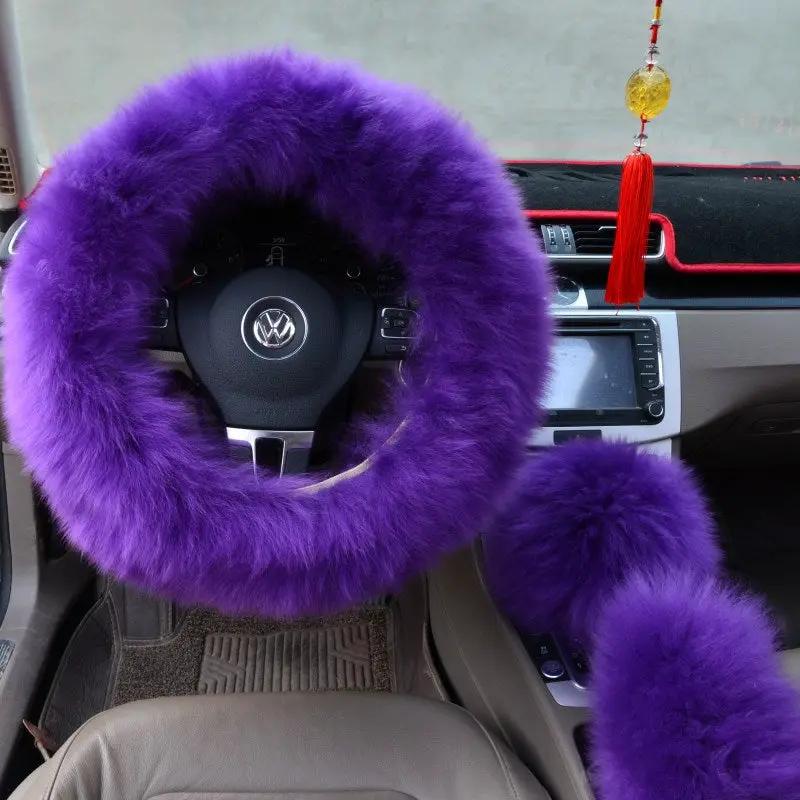 Three-piece wool steering wheel cover by GJG Denim